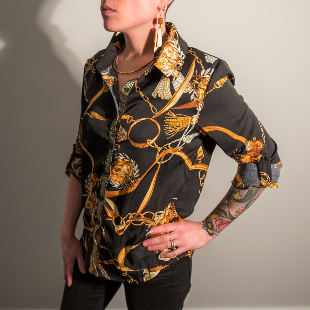 Black & Gold Glam Button-Down